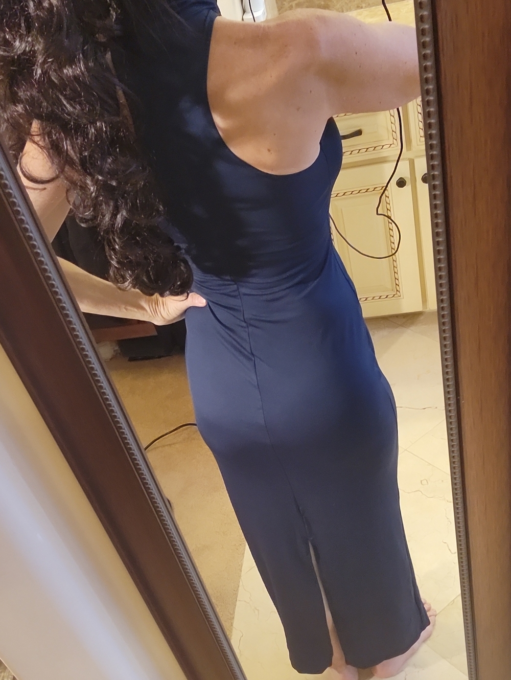 Shein Sleeveless Navy Halter Maxi Dress with Buckle Detail, XS - Picture 12 of 16